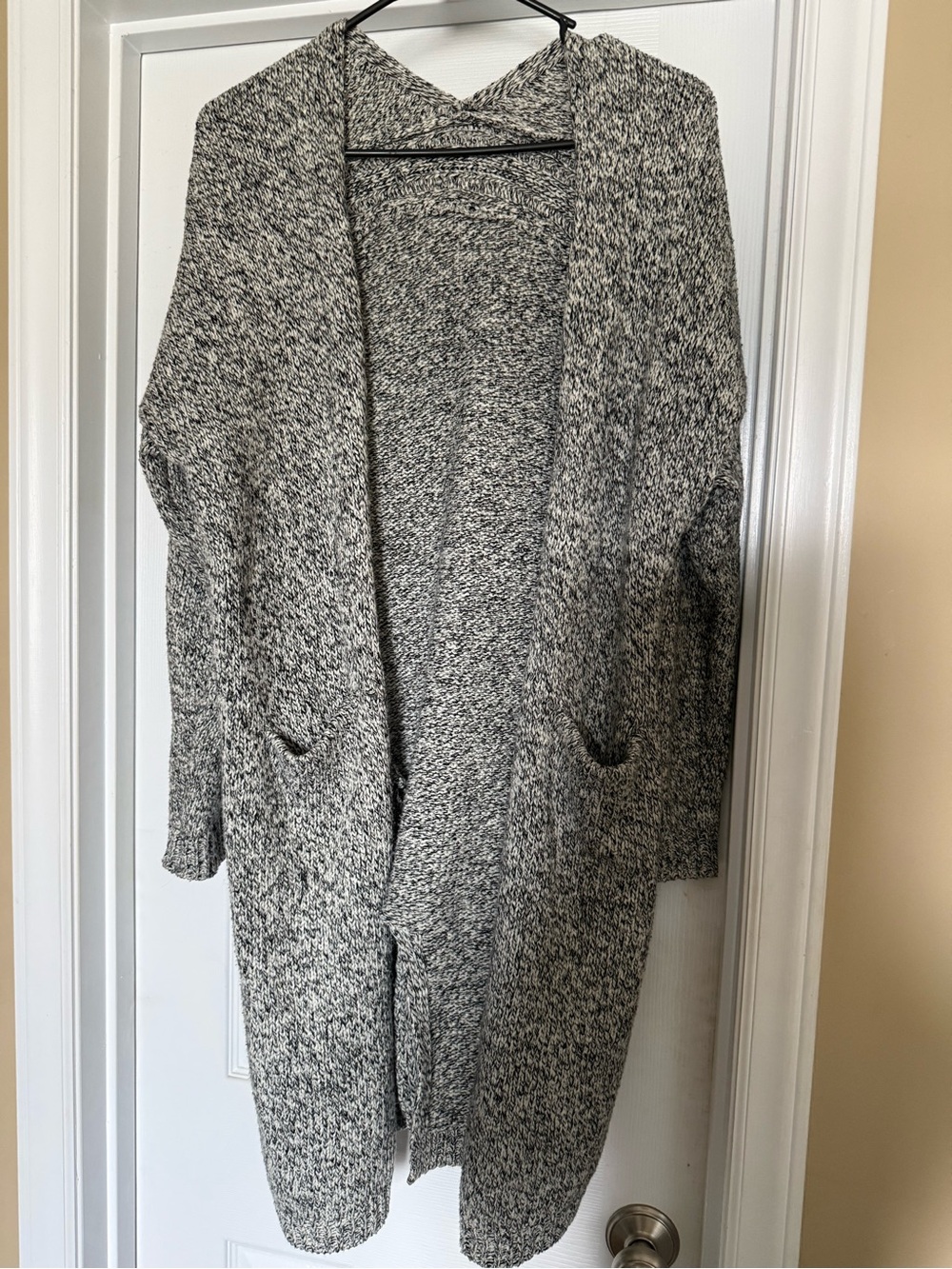 Cozy Open-Front Gray Marled Cardigan Sweater
